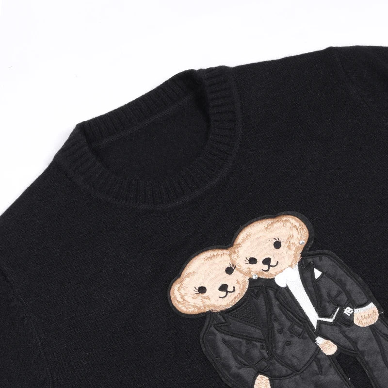 Tuxedo Bear Cashmere Sweater Knit Pullover Tops Long Sleeve O-neck Autumn Winter Women RL Knitted Coat Lauren's Jumper Knitwear