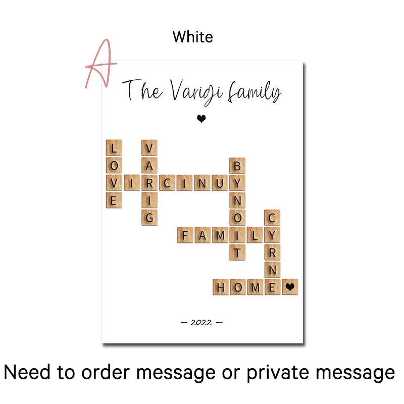 Crossword Scrabble Wall Art Personalized Family Names Print Poster Custom Puzzle Canvas Painting Nordic Gifts Picture Room Decor Valentines Gift