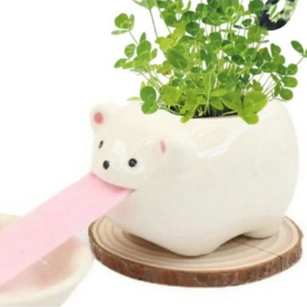 Cute Pig Frog Cat Bear Panda Ceramic Flower Pot Hydroponic Vase Mini Succulent Flowerpot Bonsai Cactus Ornament Home Garden Pots