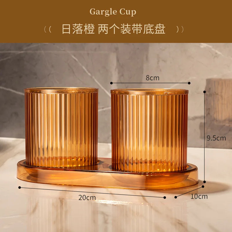 Bathroom Wash and Brush Teeth Cup Ceramic Toothbrush Couple Set Mouthwash Transparent Luxury Cup Family Set Bathroom Decoration