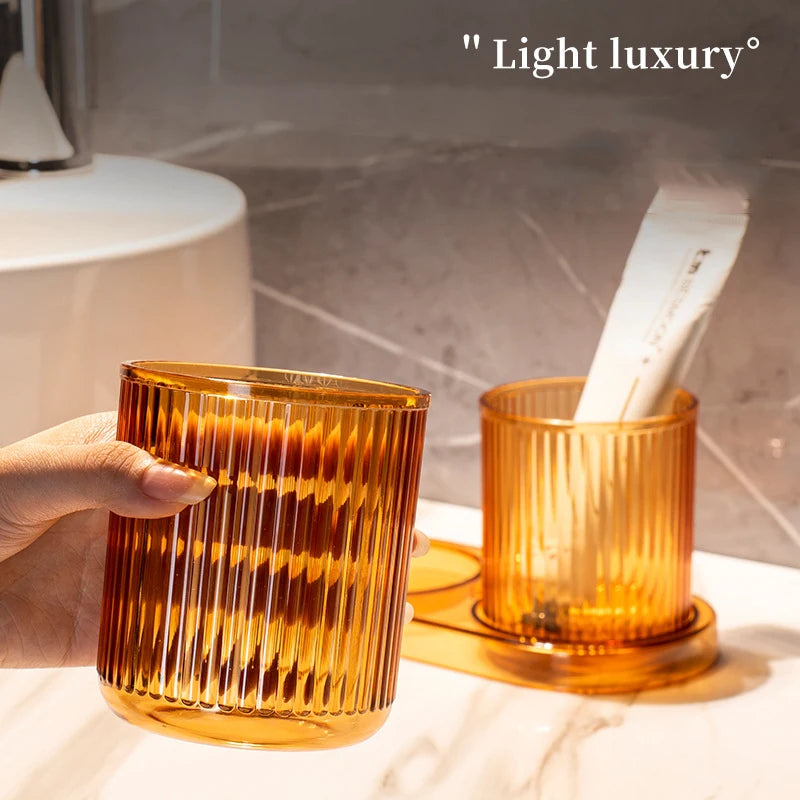 Bathroom Wash and Brush Teeth Cup Ceramic Toothbrush Couple Set Mouthwash Transparent Luxury Cup Family Set Bathroom Decoration