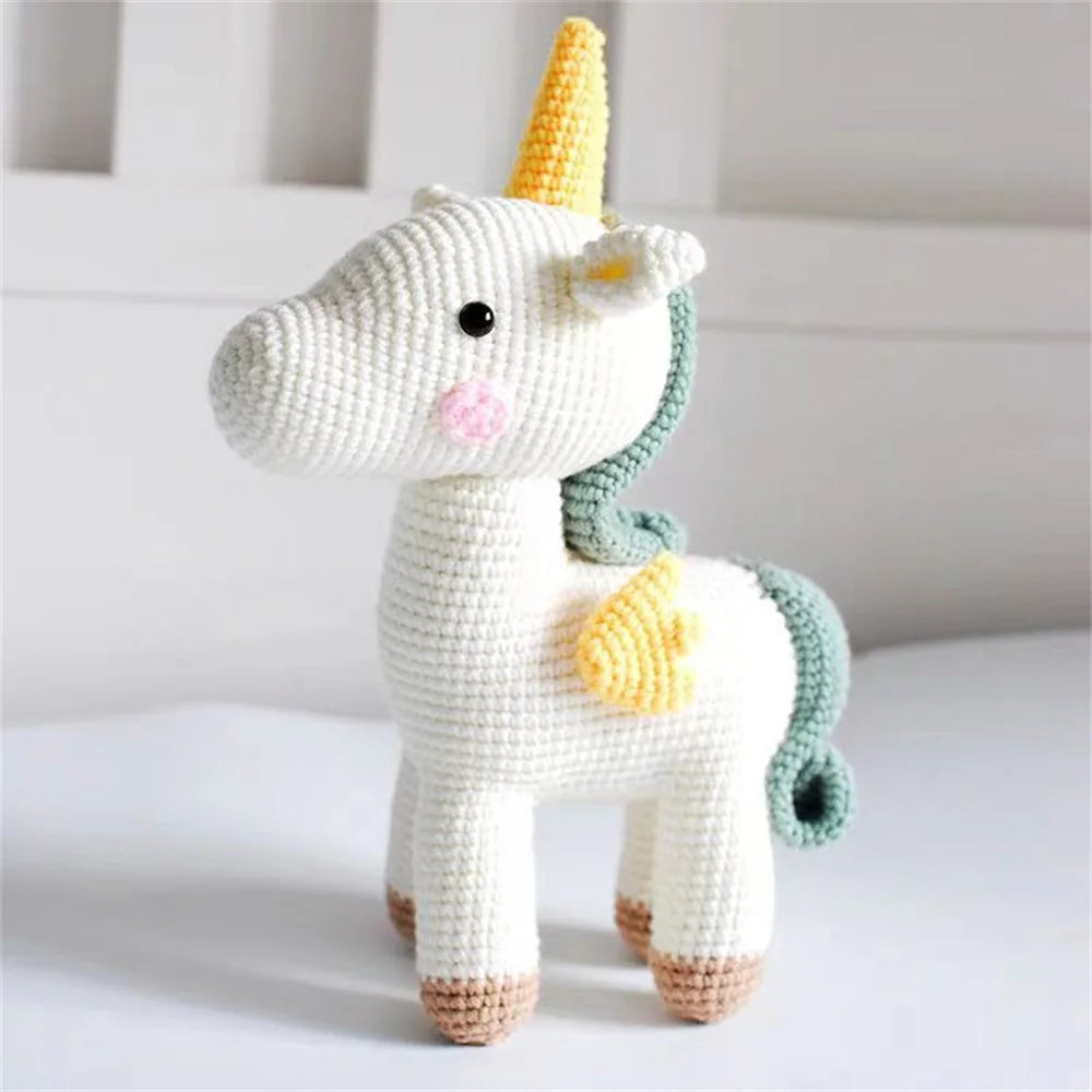 Unicorn Crochet Yarn Kit for Beginners DIY Animal Plush Doll Crochet with Yarn Hook and Accessories Hand Knitting Starter Kit Valentines Gift