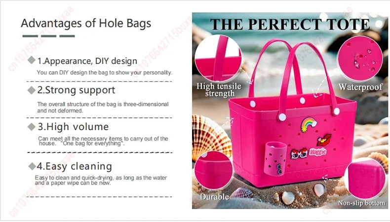 XL Extra Large Bogg Bag EVA Rubber Waterproof Beach Pool Storage Basket Women Travek Shopping Handbag Sac Bogg Jelly Tote Bag