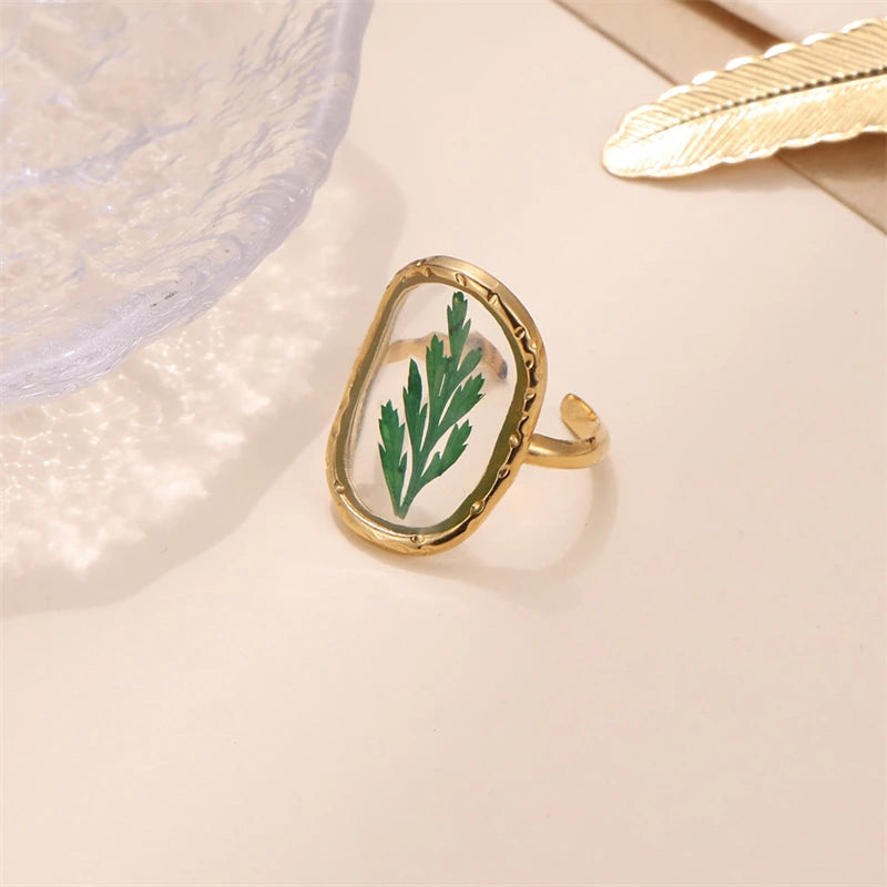 D&Z Ins Retro Women's Fashion Jewelry Eternal Flower Series Stainless Steel Ring Love Accessories Open Ring