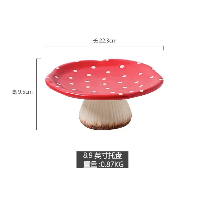 Cute Creative Plate Ceramic Mushroom Shape Restaurant Homehold Vegetable Fruit Cake Bread Dessert Plates Kitchen Supplies