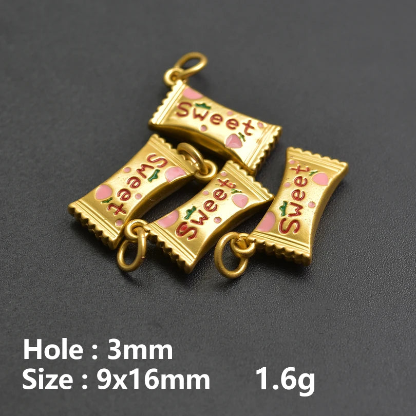 10Pcs/Lot Mix Styles Cute Sweets Candy Birthday Cake Charms Enamel Ice Cream Doughnut Breloques Jewelry Accessories Wholesale