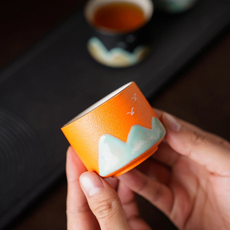 4/5pcs Kiln Change China Ceramic Tea Cup Set Porcelain Kung Fu Cups Pottery Drinkware Tableware Business Gift Box juego de te