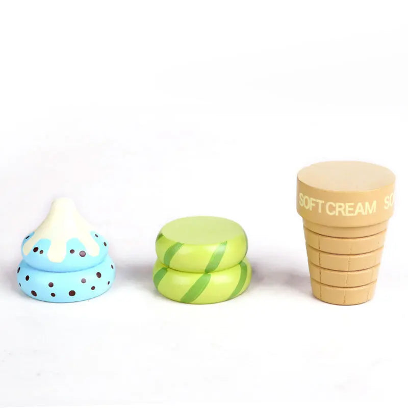 Wooden kitchen toys pretend play house ice cream food simulation kitchen magnetic food play house educational toys for children