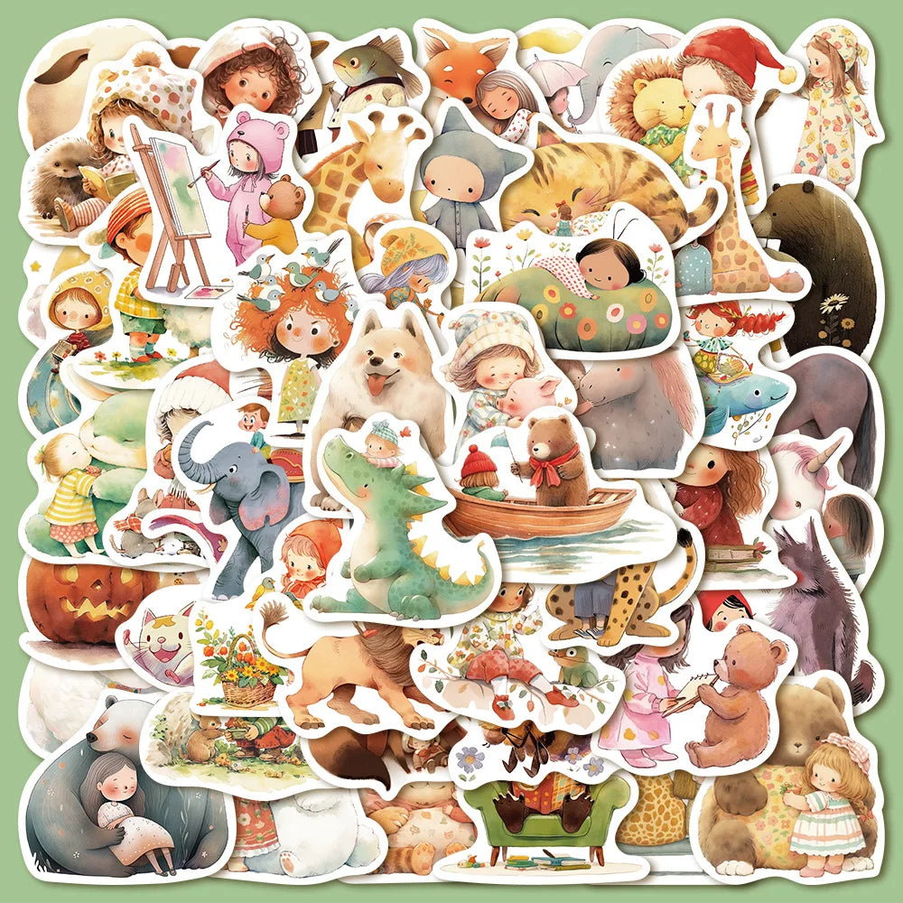 52pcs Fairy Tale Dreamland Animal Series Graffiti Stickers Suitable for Laptop Helmets Desktop Decorations DIY Stickers Toys