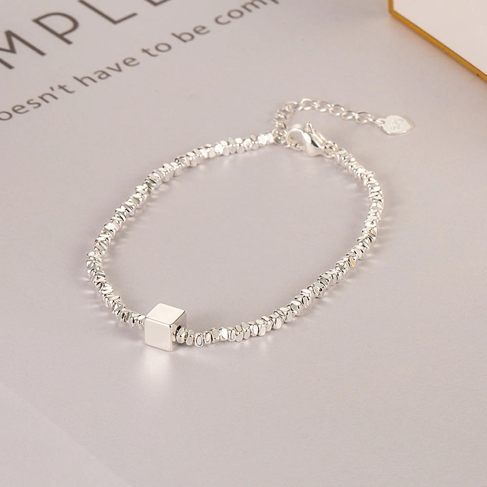 New 925 Silver Gold Color Geometric Beads Adjustable Punk String Bracelet For Woman Girl Fashion Jewelry Gift Dropship Wholesale