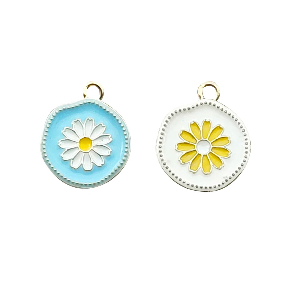 10pcs Enamel Flower Charm for Jewelry Making Necklace Pendant Bracelet Earring Diy Accessories Crafts Supplies