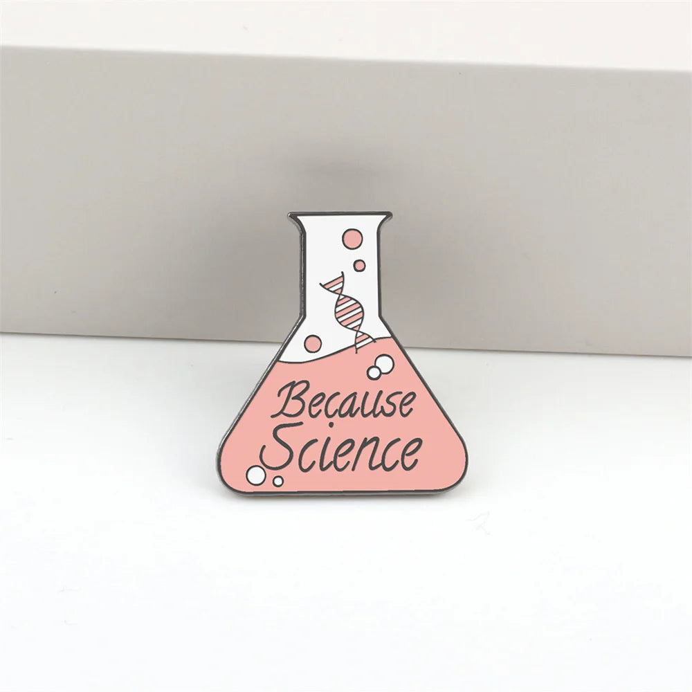 Science Enamel Pins Cartoon Chemistry Experiment Badge Element Molecular Structure Beaker Test Tube Brooches Bag Jewelry Gifts