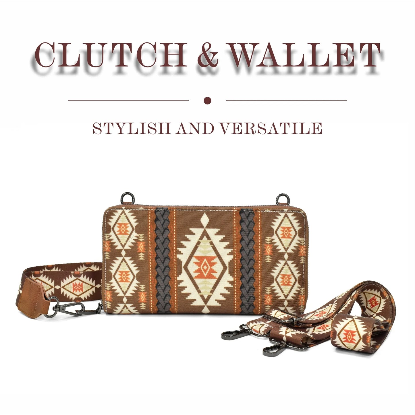 Cowgirls Wallet Purse Casual Women Western Aztec Clutch Wristlet Wallet with Credit Card Holder Envelope Bags Shoulder Handbag