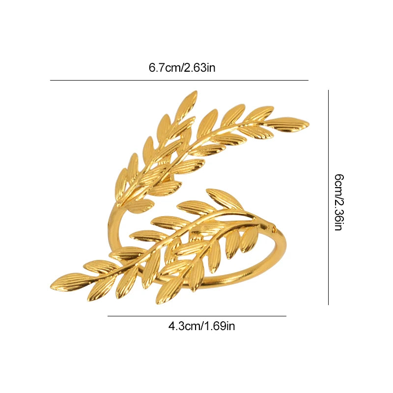 6Pcs Gold Wheat Napkin Rings Leaf Napkin Holder For Thanksgiving Wedding Home Kitchen Dinnig Table Decorations