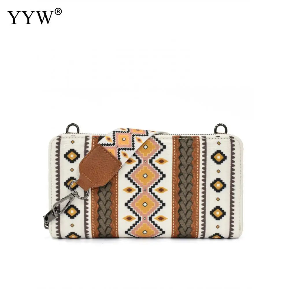 Fashion Bohemian Cowgirl Wallet Purse for Women Western Aztec Ethnic Clutch Wristlet Wallet with Credit Card Holder Shoulder Bag