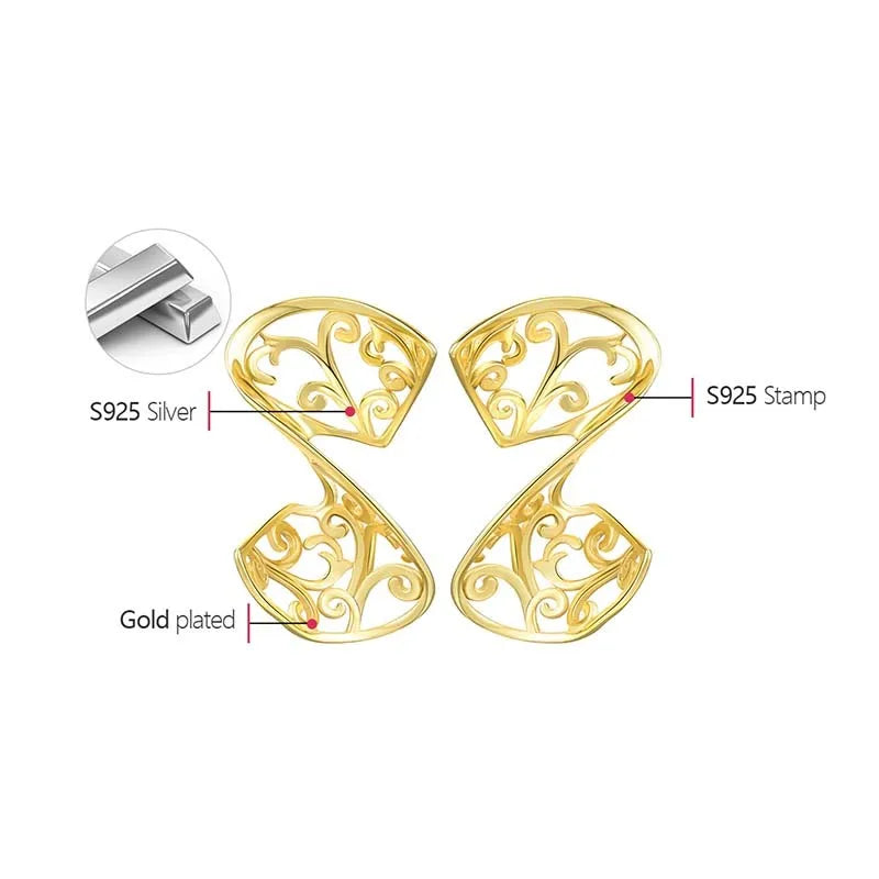 Lotus Fun 18K Gold Unusual Classical Pattern Acanthus Leaf  Party Dangle Earrings for Women 925 Sterling Silver Luxury Jewelry