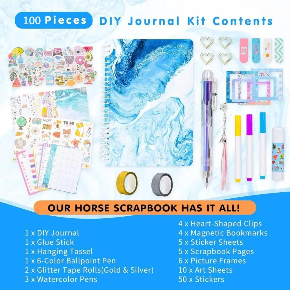 100PCS DIY Journal Kit For Girls Diary Supplies Stationery Set Cute Creativity Arts And Crafts For Teens Scrapbook Birthday Gift