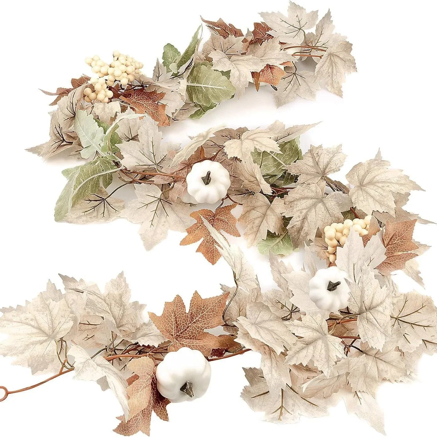 Autumn Wreath Farmhouse Decoration Farmhouse Thanksgiving Maple Leaf Berry Halloween White Pumpkin Set Garland Ornament Pendant Valentines Gift