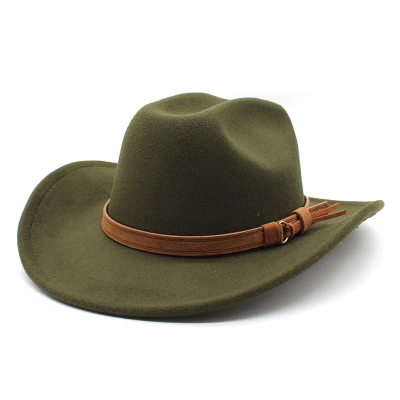 Winter Autumn Men's Western Women Cowboy Hat For Gentleman Lady Cowgirl Jazz Hat Wide Brim Felt Fedora Hat Sombrero Hombre