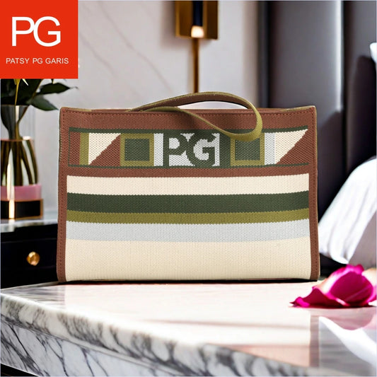 PG PATSY GARIS 2024 New Luxury Brand Women's Handbag Fashion Colorful Striped Shopping Commuter Bag