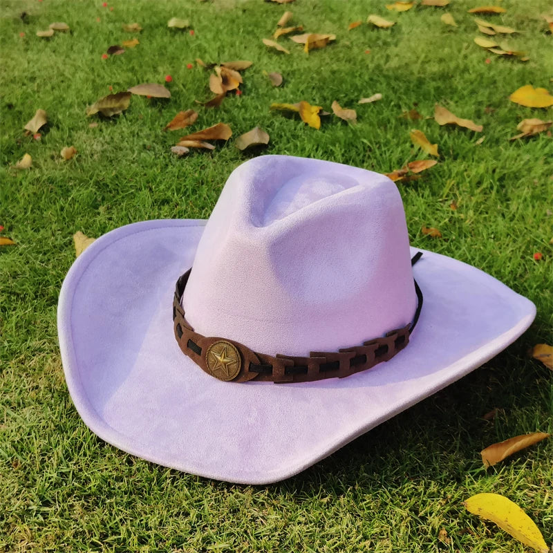 vegan suede Cowboy Hat for men retro suede cowboy Hat women Jazz hat wide brim Felt Fedora Hat vintage Panama sombrero hombre