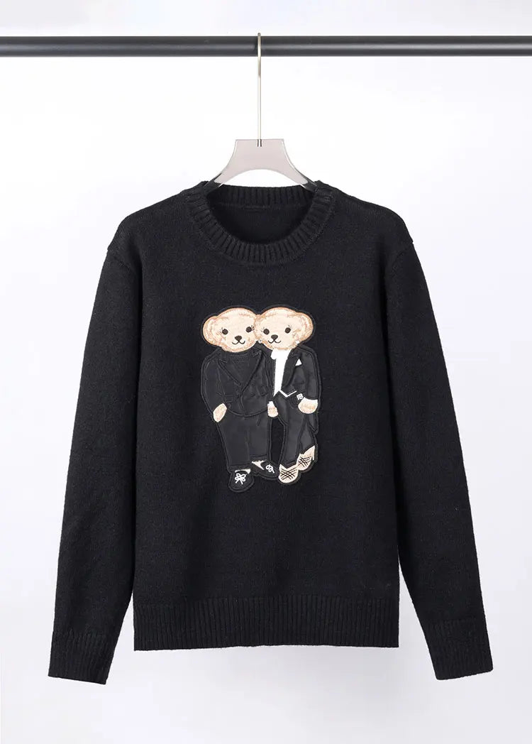 Tuxedo Bear Cashmere Sweater Knit Pullover Tops Long Sleeve O-neck Autumn Winter Women RL Knitted Coat Lauren's Jumper Knitwear