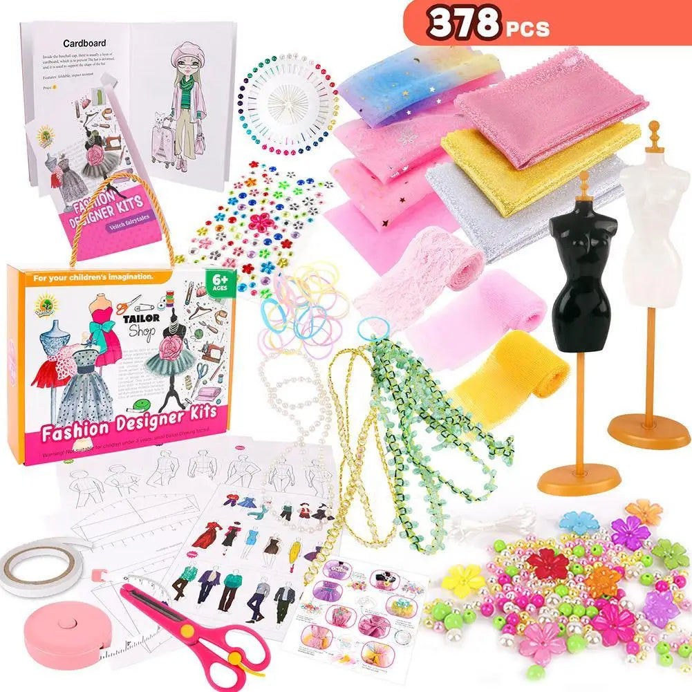 1 Set DIY Doll Children Handmade Material Package Girls' Clothing Creative Fashion Designer Kits For Your Children's Imagination