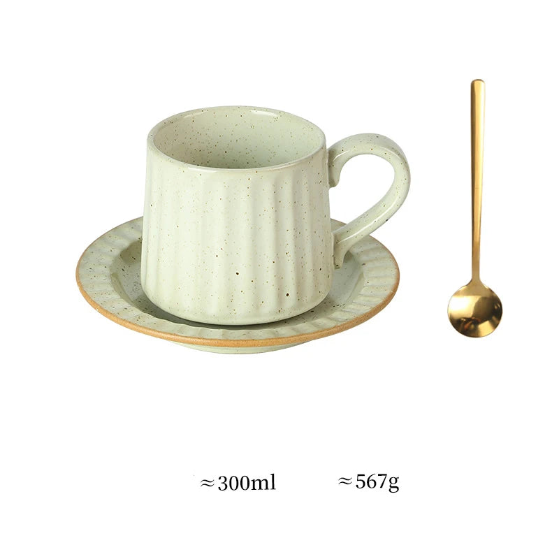 Ceramic Coffee Cup Set European American Roman Ear Hanging Flower Cups Restaurant Office Commercial Mugs Cup Plate Wholesale