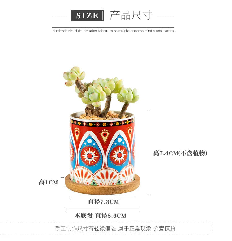 Marble Fleshy Flowerpot European Fleshy Small Fleshy Garden Decoration Breeding Station Living Room Cylindrical Clay Flowerpot