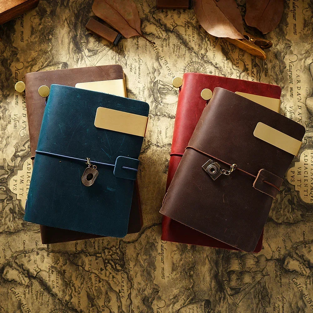 Genuine Leather Journal Traveler's Notebook Retro Handmade Diary Portable Sketchbook Cowhide Gift Planner Provide Engraved Logo