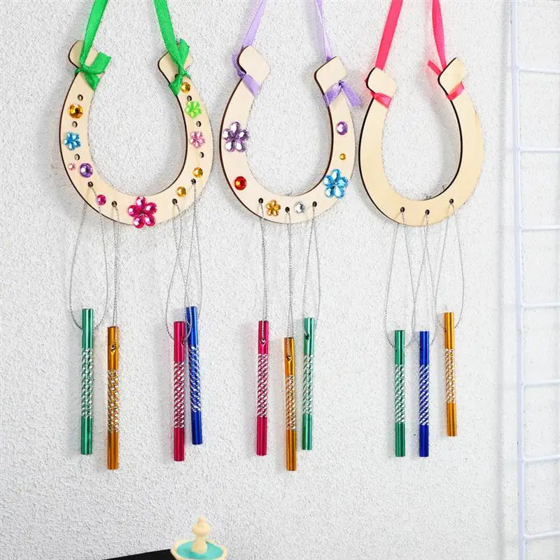 1 Set Wind Chime Kit Diy Wooden Wind Chime Horseshoe Wind Chime Birthday Wedding Decor Birthday Chime Set Crafts Pendant