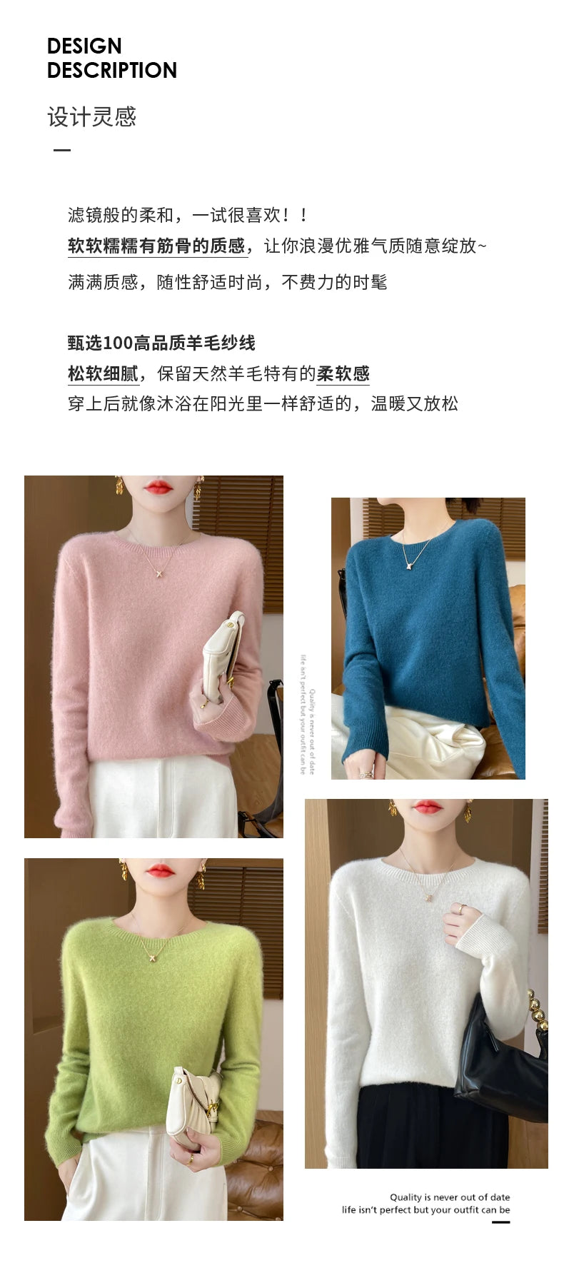 Autumn Winter Women Clothing O-Neck Pullover 100% Merino Wool Sweater New Fashion Cashmere Tops Bottoming Long Sleeve Knitwear