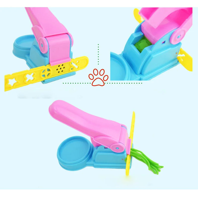 DIY Playdough Clay Plasticine Tools Set Cute Noodle Machine Mould Playdough Playsets for Kids Noodle Maker Kitchen Toy Gifts