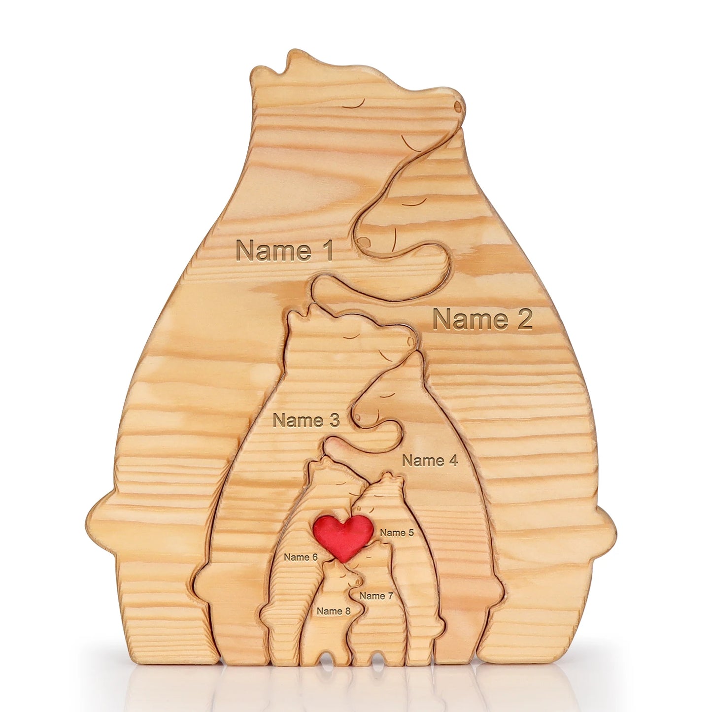 Custom Name Wooden Bear Family Ornaments Personalized Wood Carving Bear Puzzle Christmas Birthday Gift home decor action figure Valentines Gift