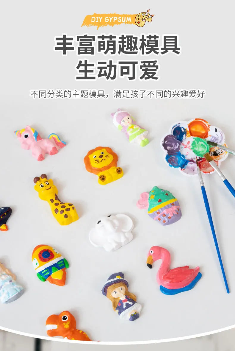 Children Graffiti Gypsum DIY Toys Creativity Scrawl Paint Set Drawing Cute Animals Cartoon for Kids Boys Girls Christmas Gifts