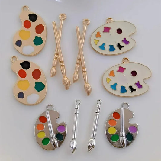 10pcs Enamel Charm Bright Artist Painting Palette Charm Pendant Suitable for Jewelry Making DIY Jewelry Handmade Craft Discovery