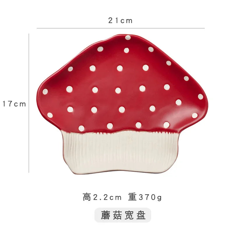 Cute Creative Plate Ceramic Mushroom Shape Restaurant Homehold Vegetable Fruit Cake Bread Dessert Plates Kitchen Supplies