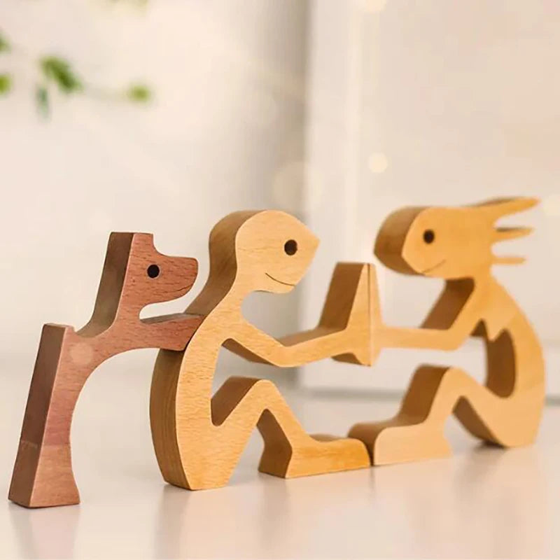 Personalized Custom Wooden Pet Carvings Cute Family Puppy Wood Dog Cat Craft Sculpture Table Ornaments Figurine Gift Pet Lovers Valentines Gift