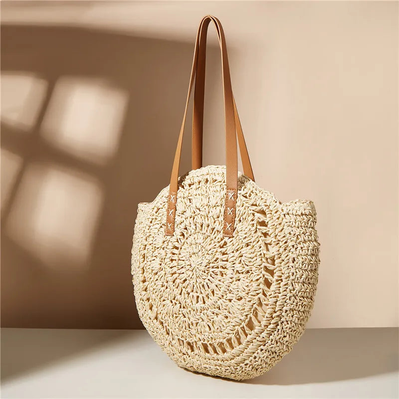 New Large Capacity Handbag Totes Holidays Pack Handmade Straw Shoulder Bags For Women Big Travel Beach Bag bolsa feminina