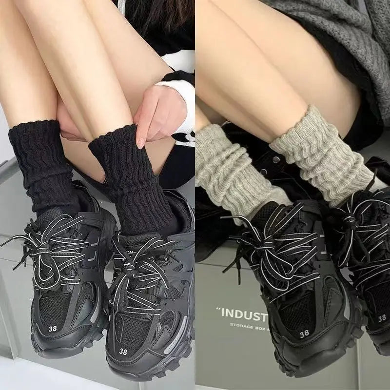 3 Pairs Fashion Cool Lolita Woman Cute Warm Socks Set Female Lady Autumn Winter Knitted Long Black White Socks For Women