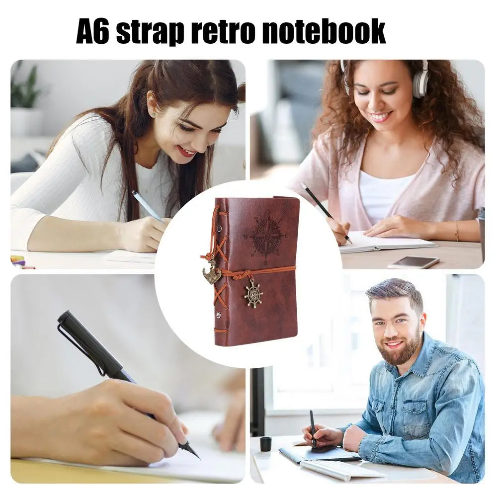 Leather Journal Tie Rope Retro Notebooks A6 Planne Blank Paper Note Books Journals Agenda Binder Travel Handmade