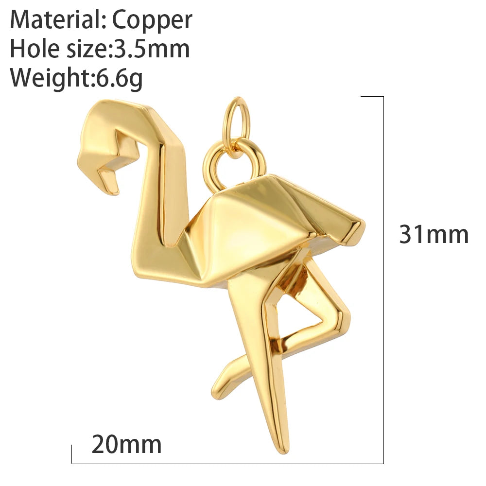 Origami Bird Lion Dog Dove Elephant Butterfly Charms for Jewelry Making Supplies Gold Color Dijes Diy Bracelet Earring Necklace