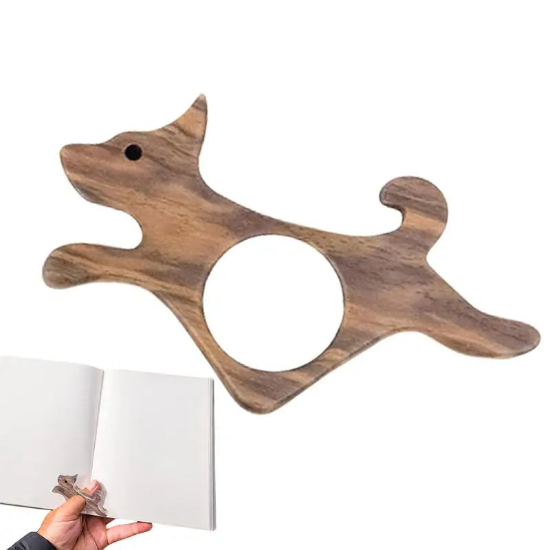 Wooden Dog Thumb Bookmark One Hand Reading Thumb Book Support Book Page Holder Fast Reading Aid Tools for Book Lovers