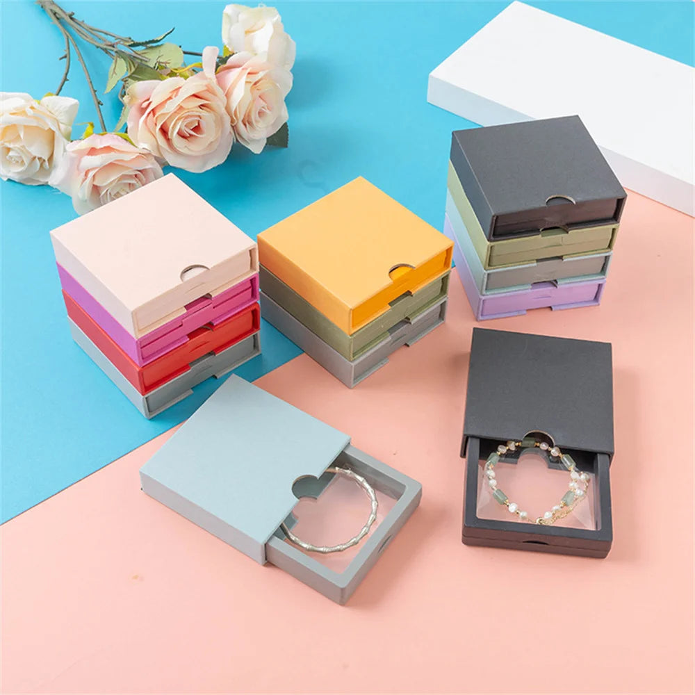 Colorful 3D Floating Frame Shadow Box Jewelry Display Boxes Bracelet Necklace Ring Pendant Holder Case Packaging Drawer Gift