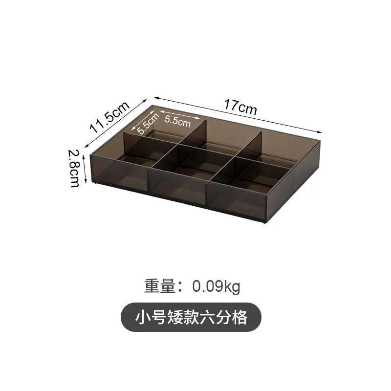 Transparent 6  Grid Dust Proof Drawer  Box Office Desk Stationery Cable Organizer Box Jewelry Makeup  Shelf