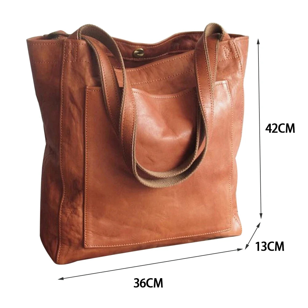 Retro Soft Large Capacity Tote Women Handbags Solid Color Leather Shoulder Bag Luxury Designer Messenger Bags Ladies Shopper Bag