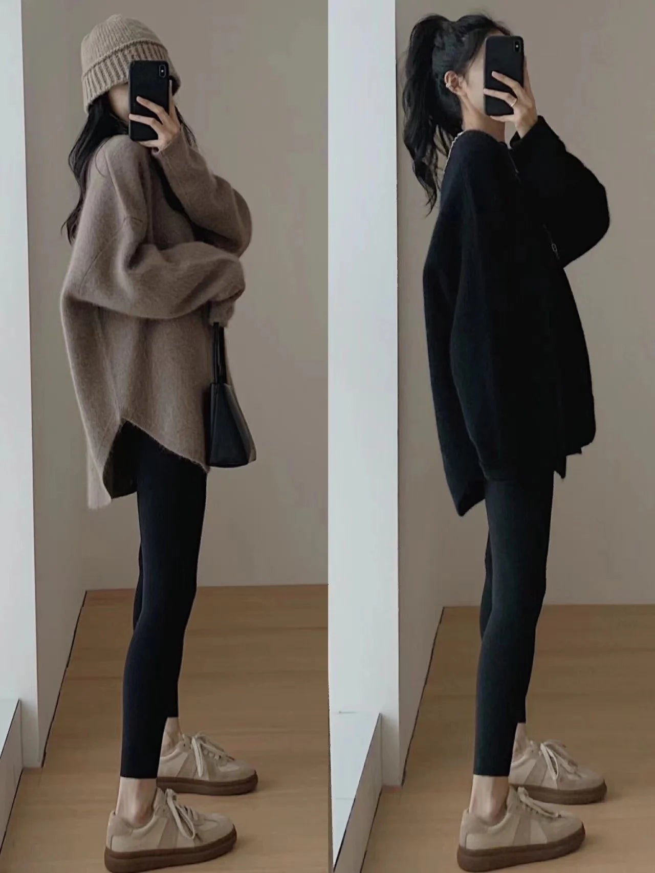 Korean women's mid to long pure wool pullover knitted sweater autumn winter 2024, fashionable and loose large size cashmere tops