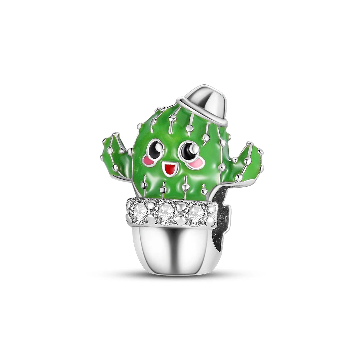 Silver Plated Charms For Woman Summer Green Cactus Avocado Beads Fit Original Pandora Bracelet Necklace DIY Dangle Charms