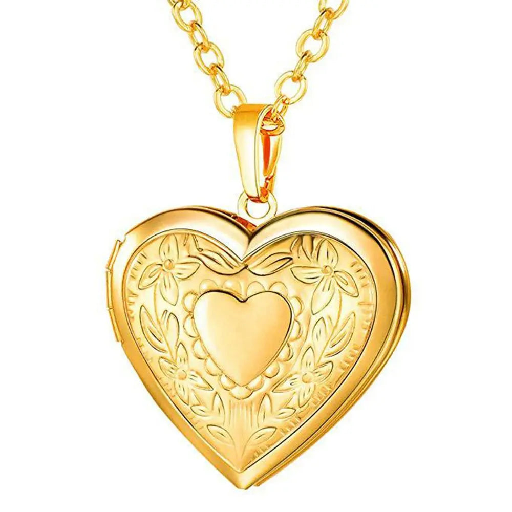 HOOH 1PC Heart Shaped Friend Photo Picture Frame Locket Pendant for Necklace Jewelry Couple Valentine's Day Gift Romantic