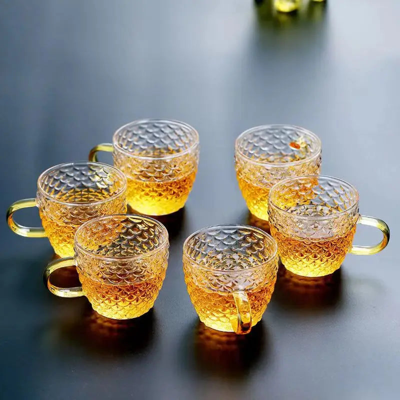 Glass Tea Cups small Cups Home Glass tea set Coffee Cup set Tea Water Cup Saucer Steak Juice Bucket Table Decor teacup